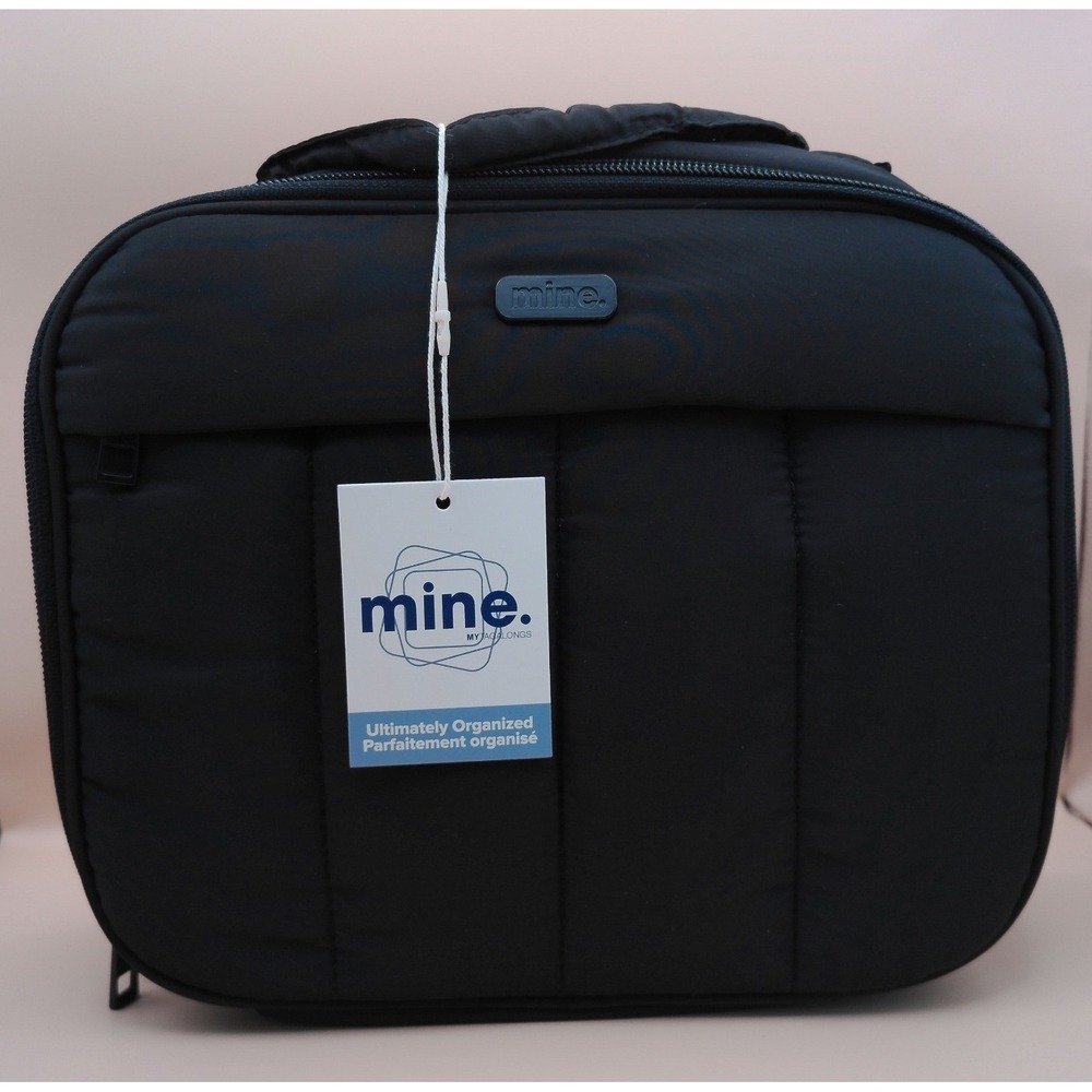 Mine My Belongings Quilted Travel Organizer Toiletry Bag‎ Black NWT Luxe